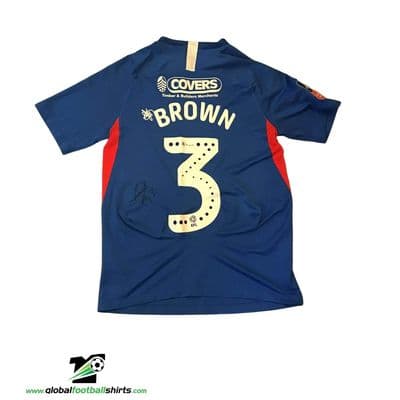 2019 2020 Portsmouth Brown FA Cup Match Worn Club COA Football Shirt Medium