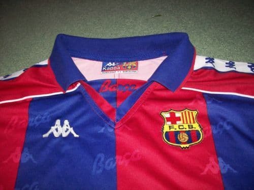 Maillot Vintage Kappa FC Barcelone Domicile 1992-1995 - Taille L - Manches Longues - Bleu Grenat