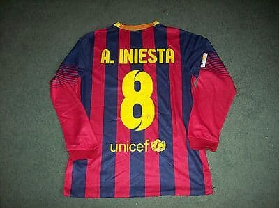 Barcelona BNWT New Iniesta L/s Home Football Shirt Camiseta 2013