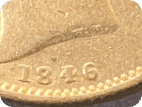 1846  Full Gold Sovereign 4 Over 4 Rare