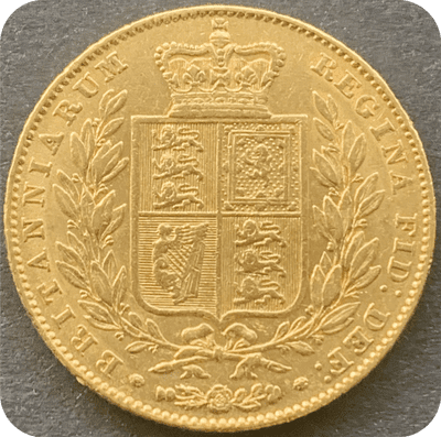 1846  Full Gold Sovereign 4 Over 4 Rare