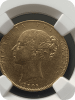 1846  Full Gold Sovereign Rare 2 Overstrike 4 over 4