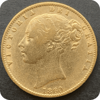 1860  Full Gold Sovereign Scarce