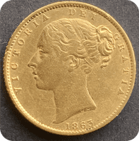 1863  Full Gold Sovereign Die 13