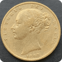1863  Full Gold Sovereign scarce No die number