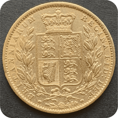 1863  Full Gold Sovereign scarce No die number