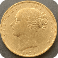 1870 Gold Sovereign Coin