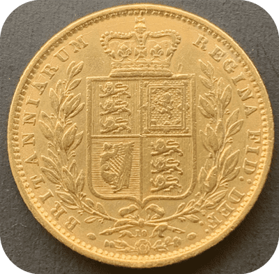 1872  Gold  Sovereign Coin Die No 19