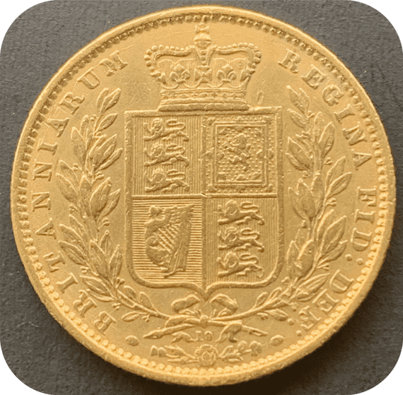 1872  Gold  Sovereign Coin Die No 19