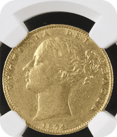 1874 London  Shield Gold Sovereign  R4 Very Rare VF30