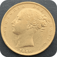 1880 Rare Gold  Sovereign  Melbourne Mint