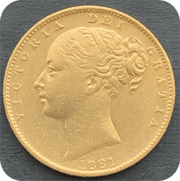 1881 Gold  Sovereign Coin Melbourne  Mint