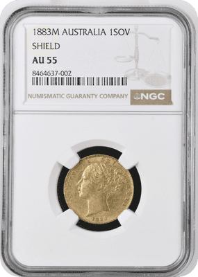 1883 Rare Gold  Sovereign  Melbourne Mint AU55