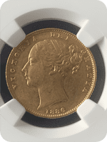 1886  Sydney Gold  Sovereign Coin Scarce AU58