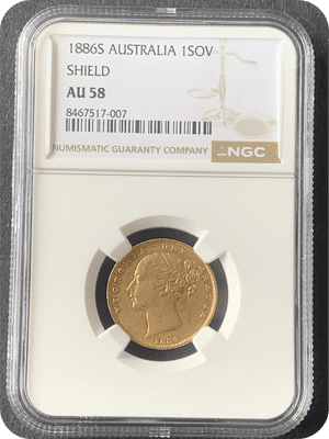 1886  Sydney Gold  Sovereign Coin Scarce AU58