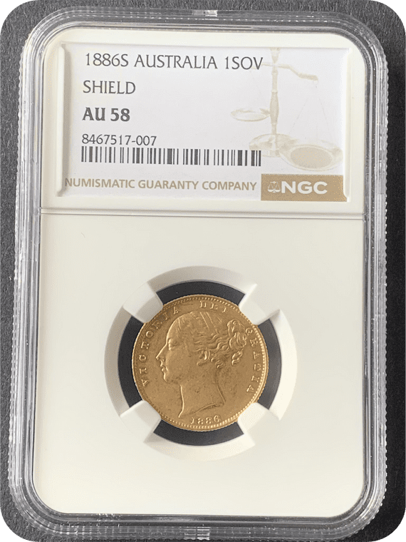 1886  Sydney Gold  Sovereign Coin Scarce AU58