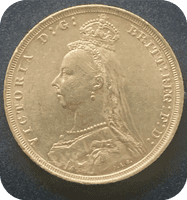 1890 Full Gold  Sovereign Jubilee  Head