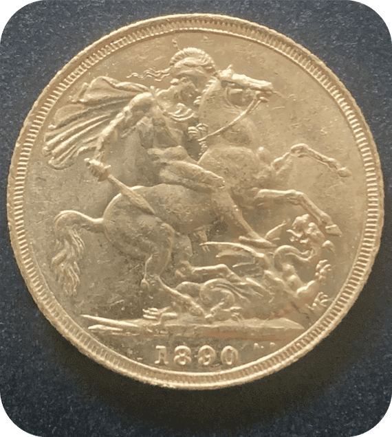 1890 Full Gold  Sovereign Jubilee  Head