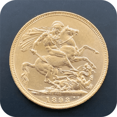 1893  Gold  Sovereign Veiled  Head