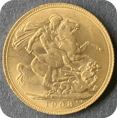 1908 Gold Sovereign Coin London Mint