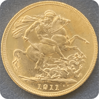 1911 Gold Sovereign Coin Melbourne  Mint