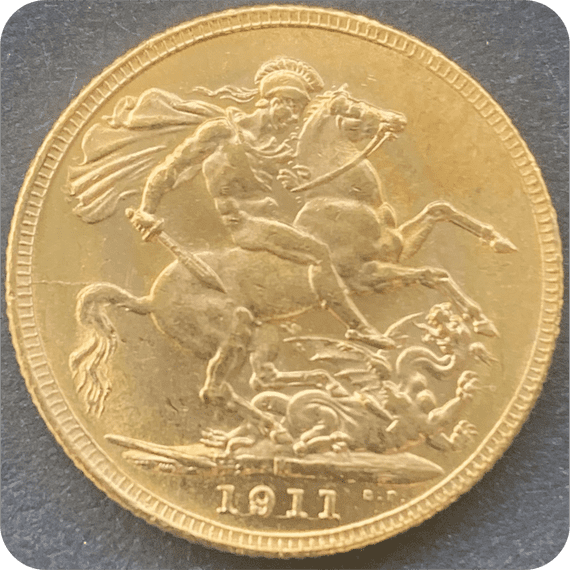1911 Gold Sovereign Coin Melbourne  Mint