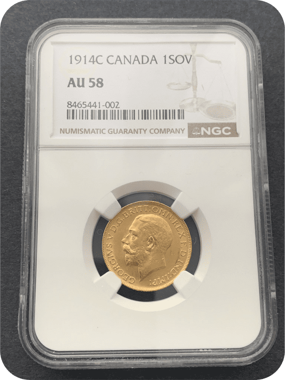 1914 Gold Sovereign  Canada  Rare NGC MS 58