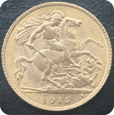 1915 Gold Half Sovereign London Mint