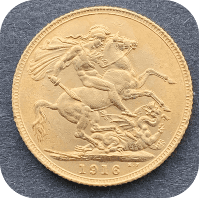 1916 Gold Sovereign Coin London Rare