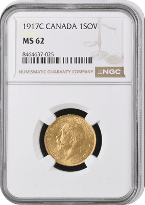 1917 Gold Sovereign Canada Mint NGC  MS62