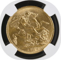1918 Gold Sovereign Bombay India Mint MS63