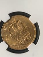 1919 Gold Sovereign Ottawa Canada Mint  MS 63