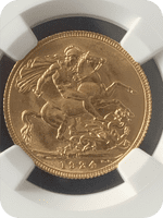 1924 Gold Sovereign Melbourne Rare NGC MS63