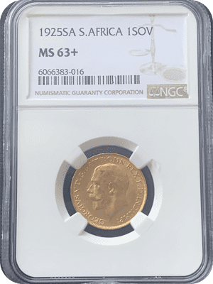 1925  Gold Sovereign South Africa Mint  NGC MS63+