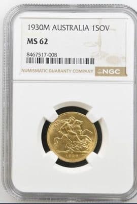 1930  Gold Sovereign Melbourne  Mint Rare