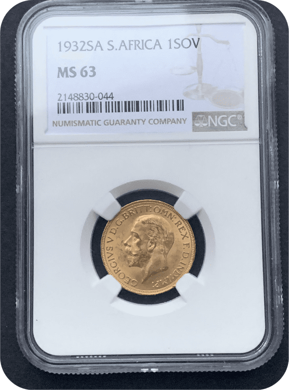 1932  Gold Sovereign South Africa Mint  NGC MS62