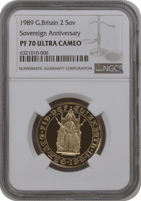 1989 Gold £2 Proof Sovereign NGC PF70
