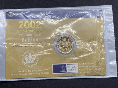 2002  Half  Gold Sovereign Sealed Display Card