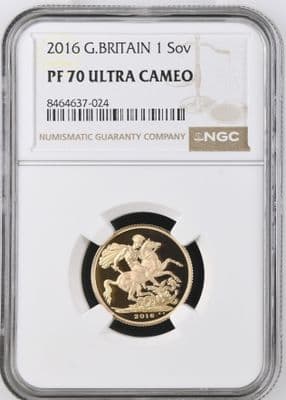 2016 Proof Full Gold Sovereign NGC PF 70 Ultra Cameo