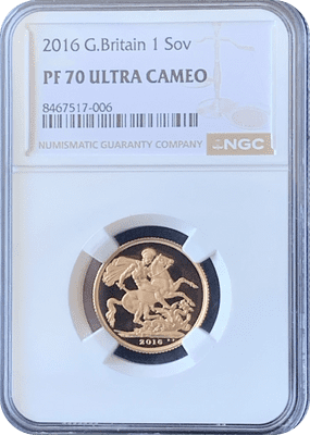 2016  Proof Gold Sovereign  NGC PF70  Cameo