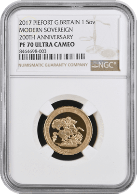 2017  Piedfort Proof Full Gold Sovereign  NGC PF70