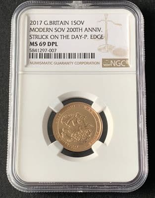 2017  Strike On The Day  Plain Edge Sovereign  Only 1817 issued NGC MS69 DPL