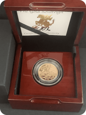 2023 Full Gold Bullion Coronation Sovereign in a  Luxury Wooden Case