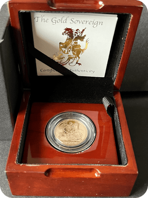 2024 Full Gold Bullion Sovereign in a  Luxury Wooden Case
