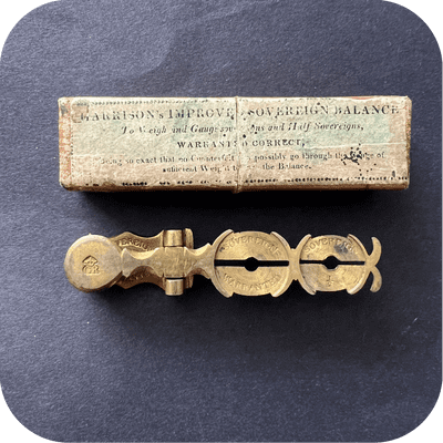 Antique Brass Sovereign Rocker  Coin Scale