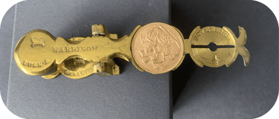 Harrison Antique Crown Branded Brass Sovereign Rocker  Coin Scale