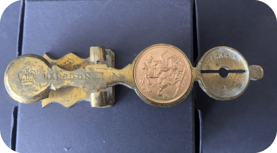 Harrison Improved design Antique  Brass Sovereign Rocker  Coin Scale