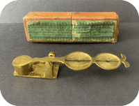 Simmons Improved  Antique  Brass Sovereign Rocker  Coin Scale Boxed