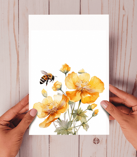 Bee on Orange Flower Card