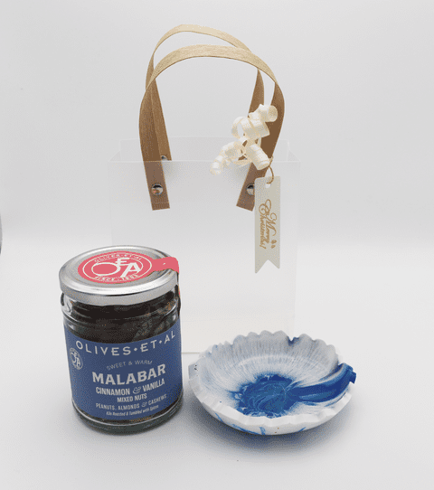 Cinnamon and Vanilla Nut Gift Bag with Food-Safe Resin Nibble Dish